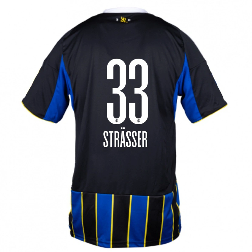 Danxen Homem Camisola Jannick Strässer #33 Azul Preto Amarelo Principal 2025/26 Camisa