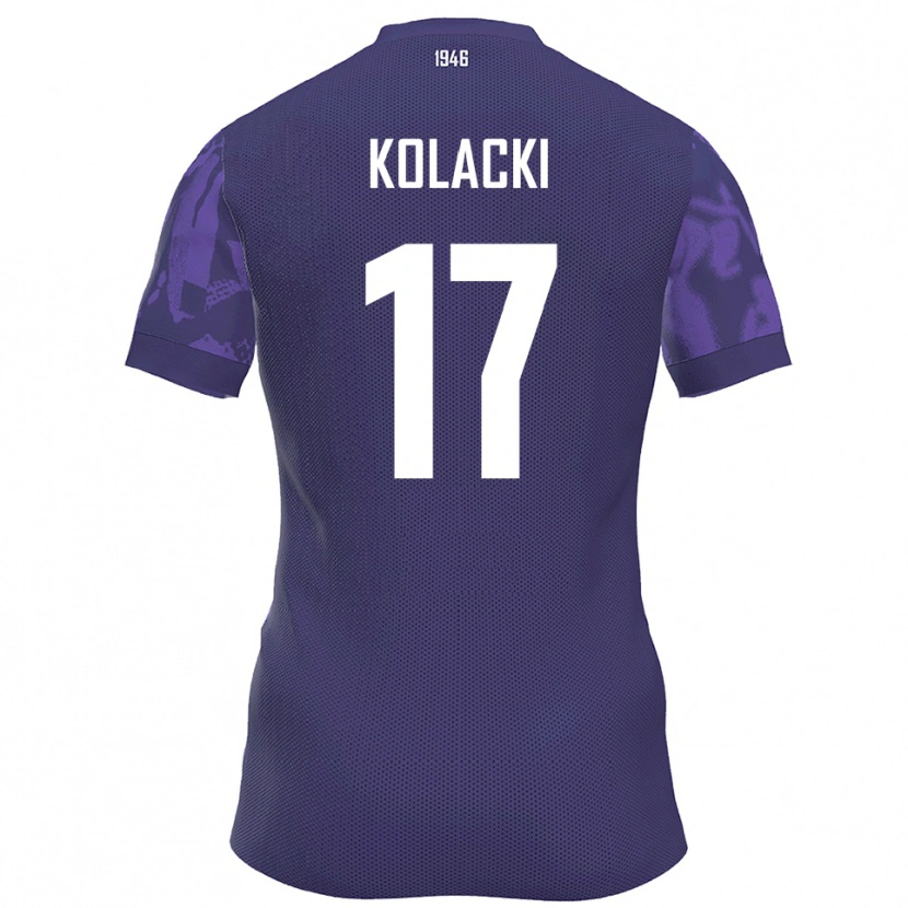 Danxen Homem Camisola Dawid Kolacki #17 Roxo Branco Principal 2025/26 Camisa