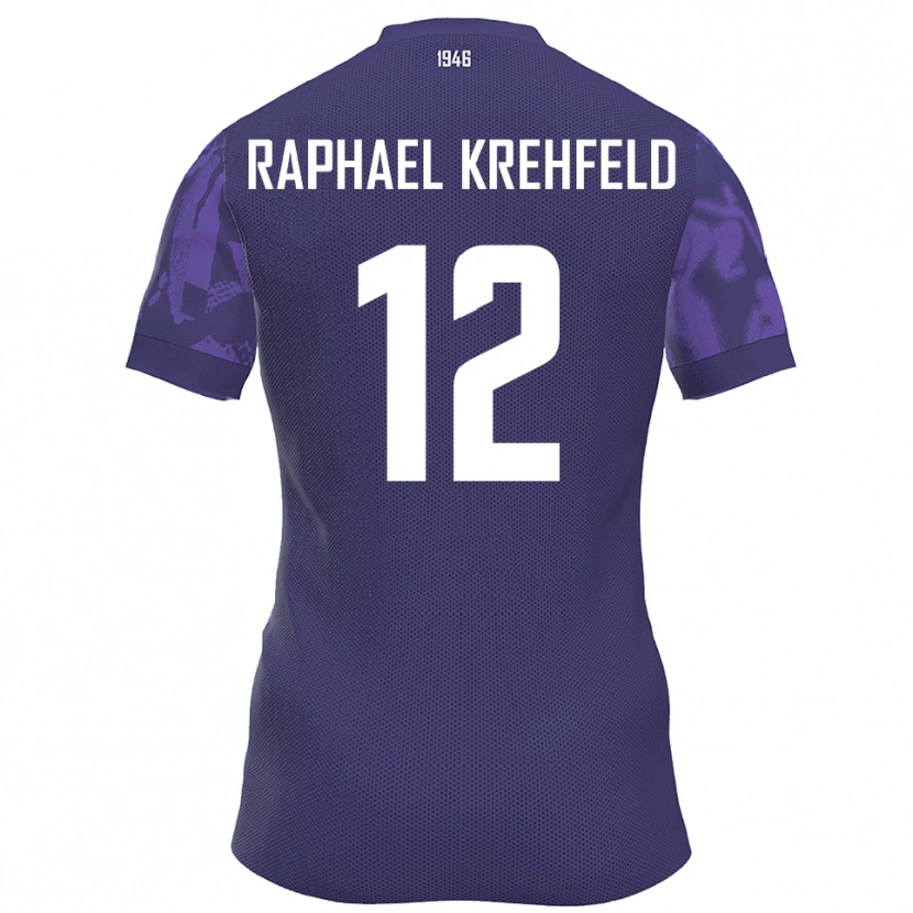 Danxen Homem Camisola Luca Raphael Krehfeld #12 Roxo Branco Principal 2025/26 Camisa