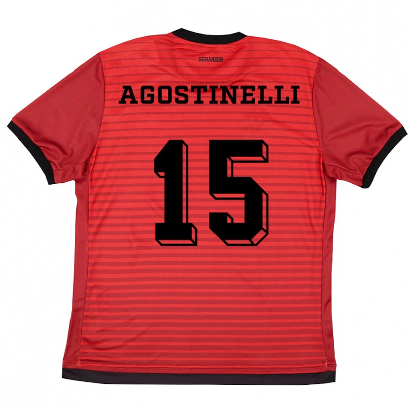 Danxen Homem Camisola Massimo Agostinelli #15 Vermelho Preto Principal 2025/26 Camisa