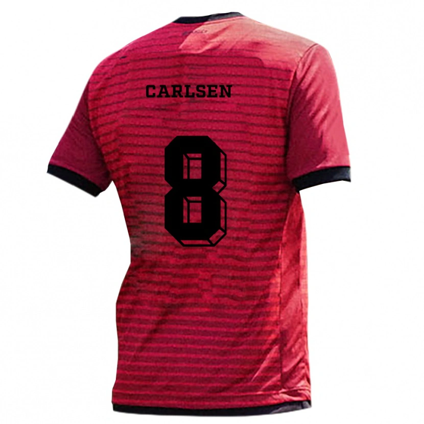 Danxen Homem Camisola Fredrik Carlsen #8 Vermelho Preto Principal 2025/26 Camisa