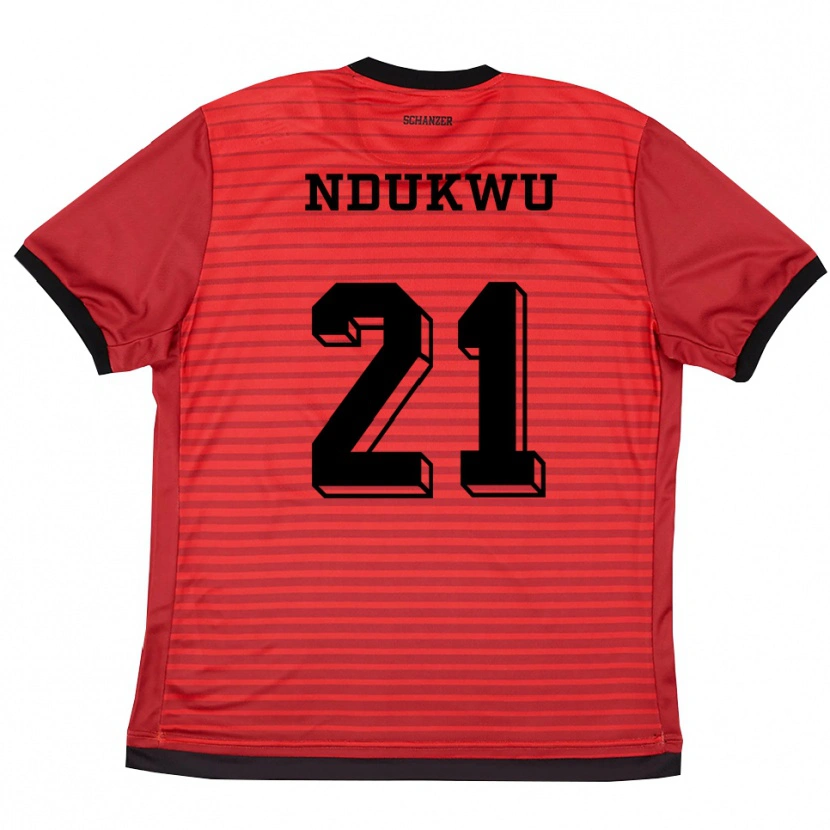 Danxen Homem Camisola Dickson Ndukwu #21 Vermelho Preto Principal 2025/26 Camisa