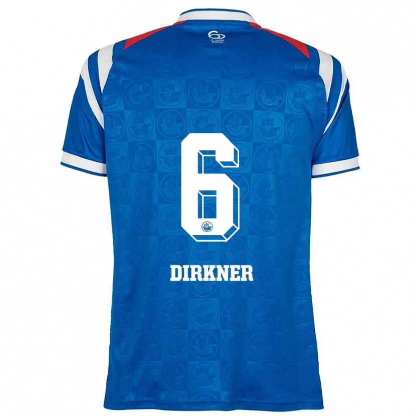 Danxen Homem Camisola Jonas Dirkner #6 Azul Branco Vermelho Principal 2025/26 Camisa
