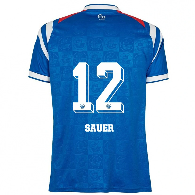 Danxen Homem Camisola John-Lukas Sauer #12 Azul Branco Vermelho Principal 2025/26 Camisa