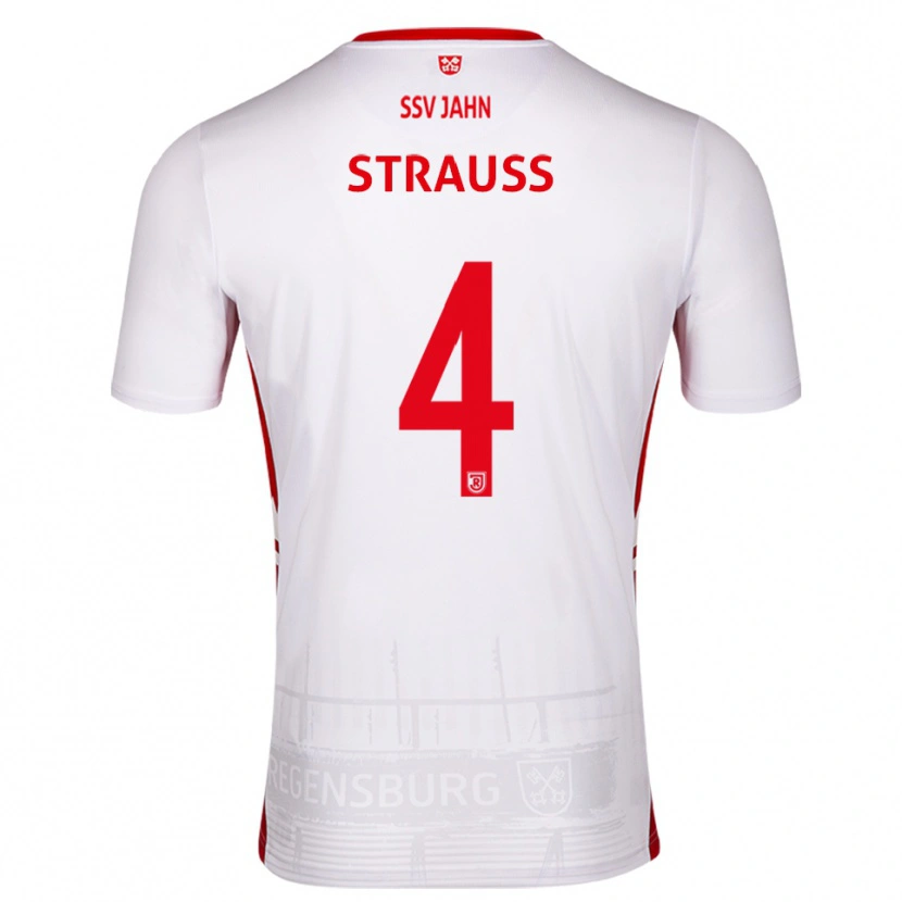 Danxen Homem Camisola Felix Strauss #4 Branco Vermelho Principal 2025/26 Camisa