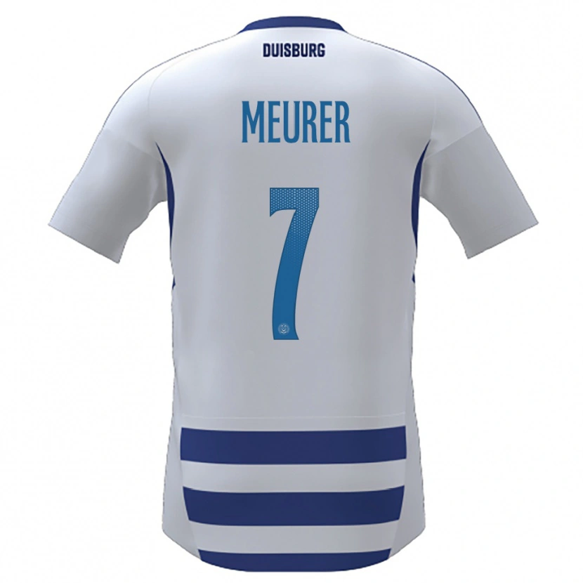 Danxen Homem Camisola Fynn Meurer #7 Branco Azul Principal 2025/26 Camisa