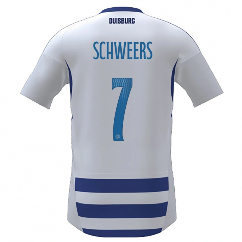 Danxen Homem Camisola Farah Schweers #7 Branco Azul Principal 2025/26 Camisa