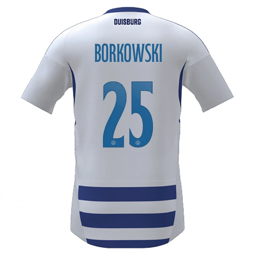 Danxen Homem Camisola Dennis Borkowski #25 Branco Azul Principal 2025/26 Camisa