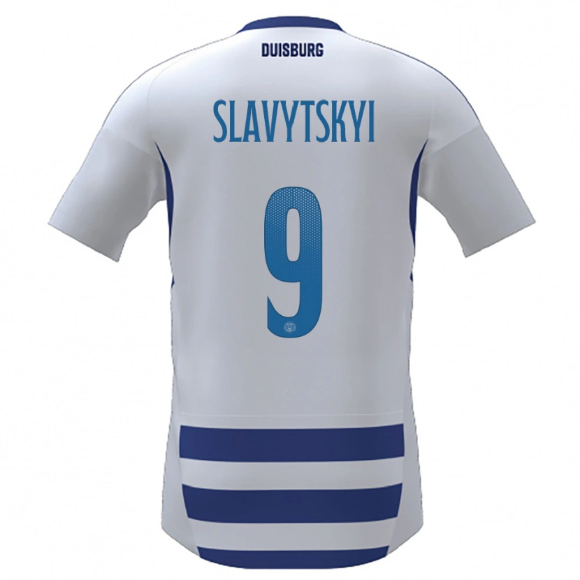 Danxen Homem Camisola Nikita Slavytskyi #9 Branco Azul Principal 2025/26 Camisa