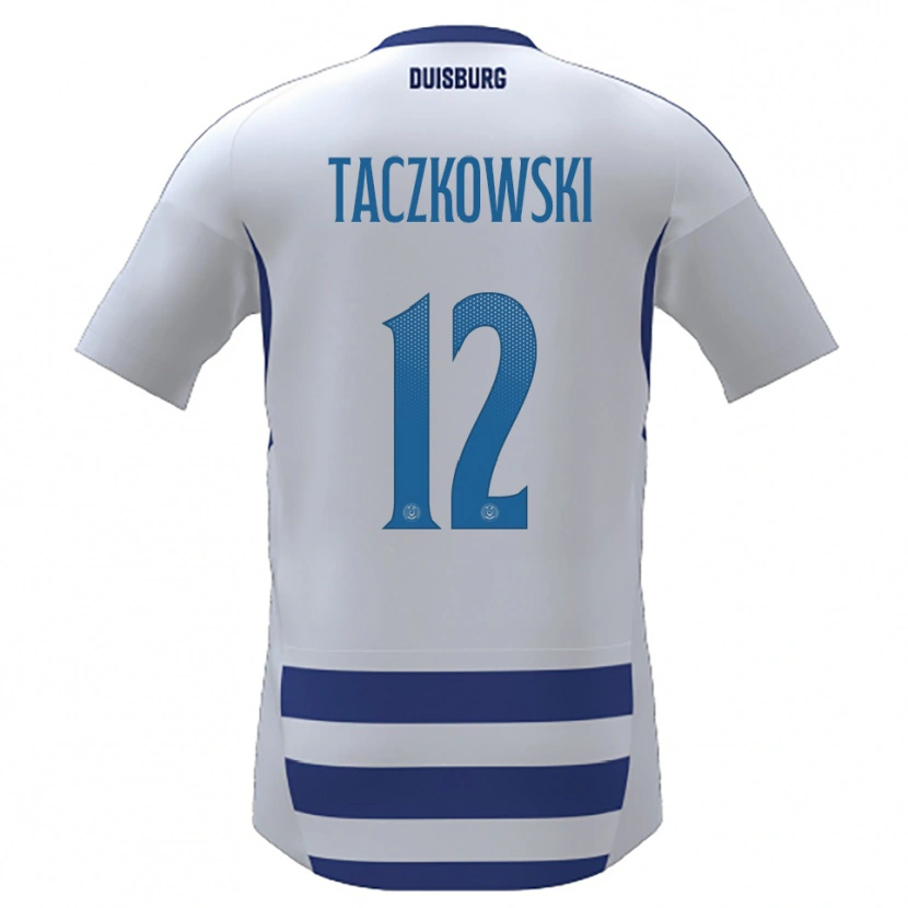 Danxen Homem Camisola Simon Taczkowski #12 Branco Azul Principal 2025/26 Camisa