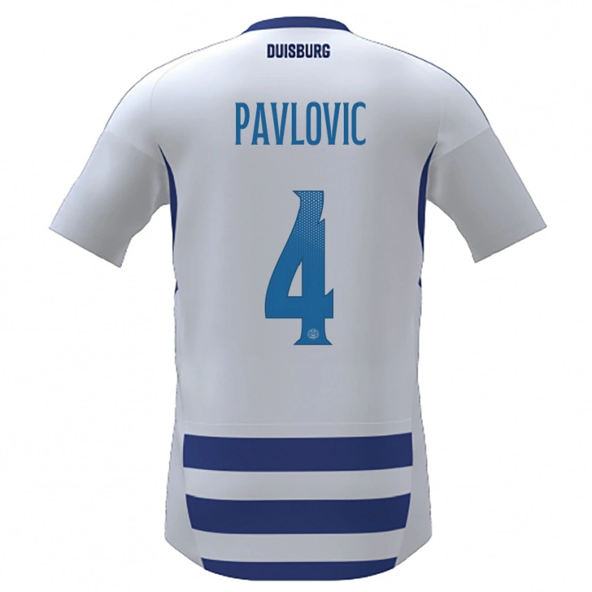 Danxen Homem Camisola Marko Pavlovic #4 Branco Azul Principal 2025/26 Camisa