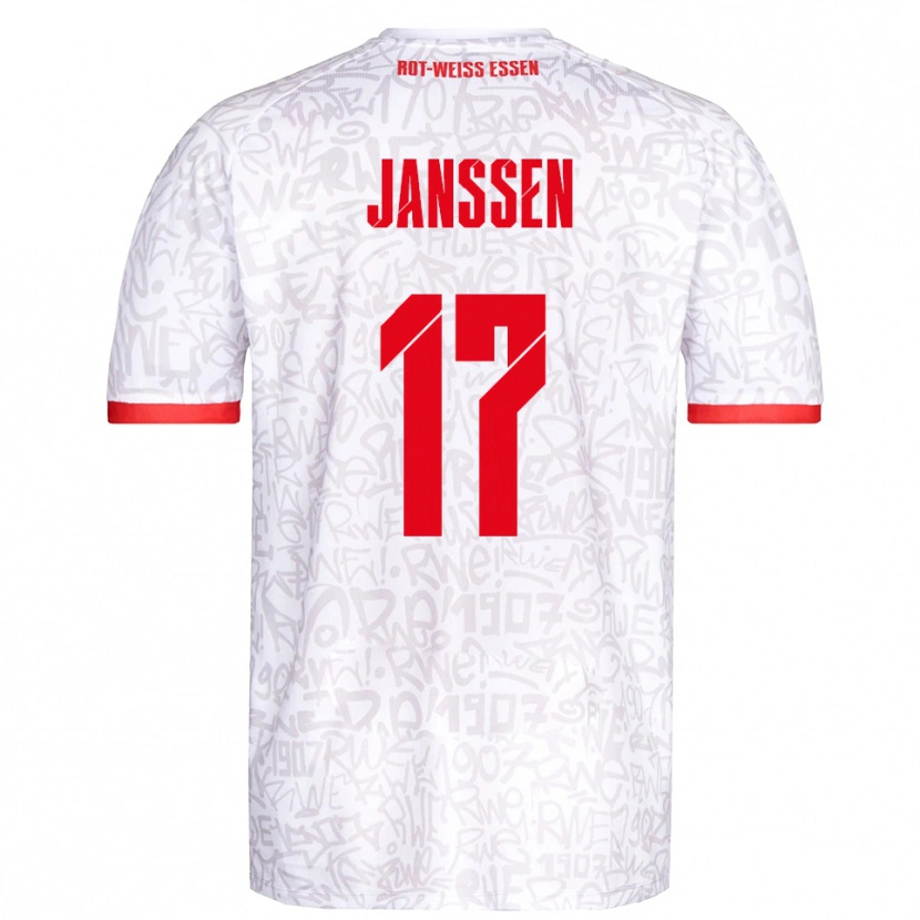 Danxen Homem Camisola Lenn Janssen #17 Branco Vermelho Principal 2025/26 Camisa