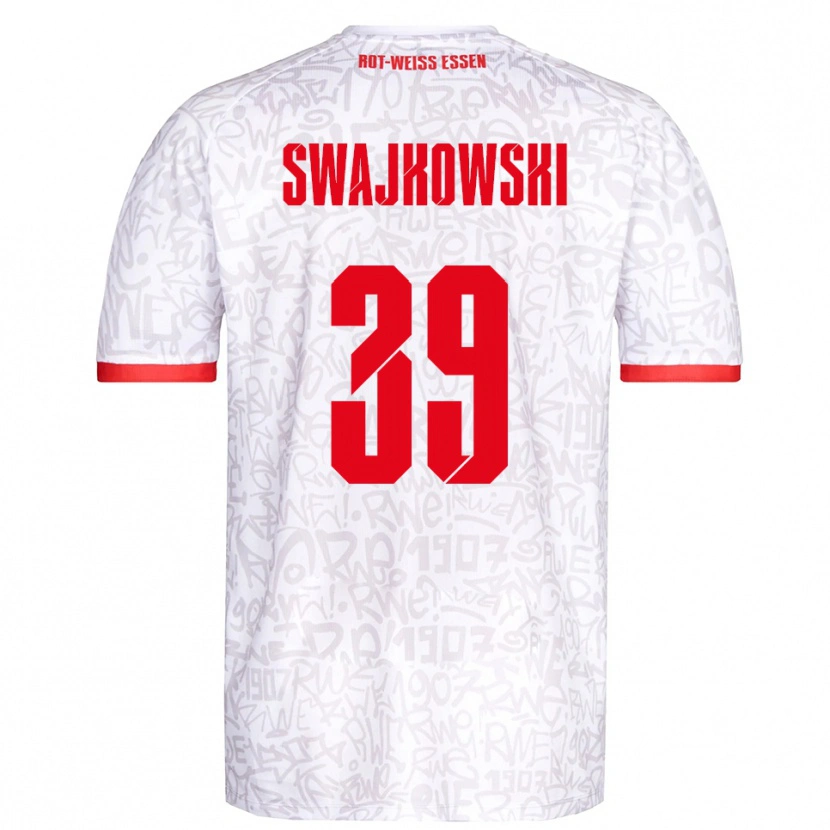 Danxen Homem Camisola Gianluca Swajkowski #39 Branco Vermelho Principal 2025/26 Camisa