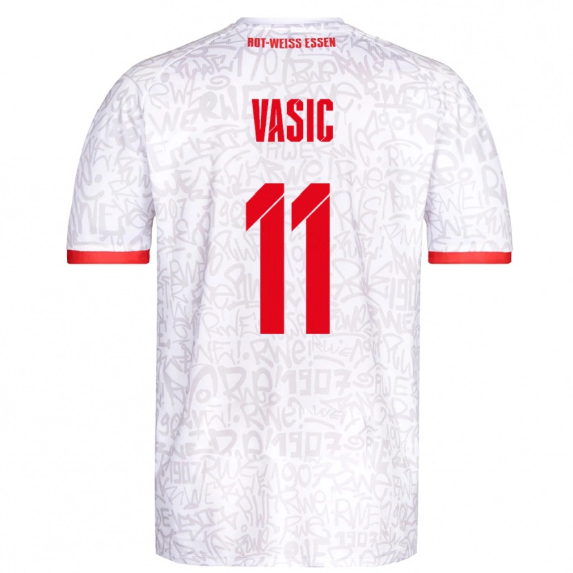 Danxen Homem Camisola Fadih Vasic #11 Branco Vermelho Principal 2025/26 Camisa