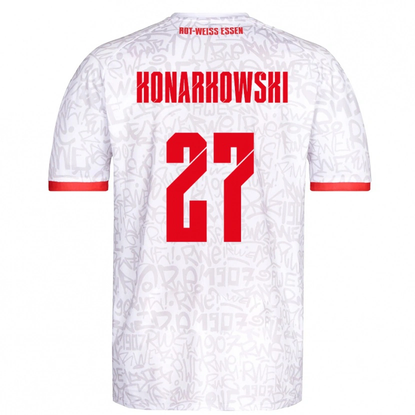 Danxen Homem Camisola Mirco Konarkowski #27 Branco Vermelho Principal 2025/26 Camisa