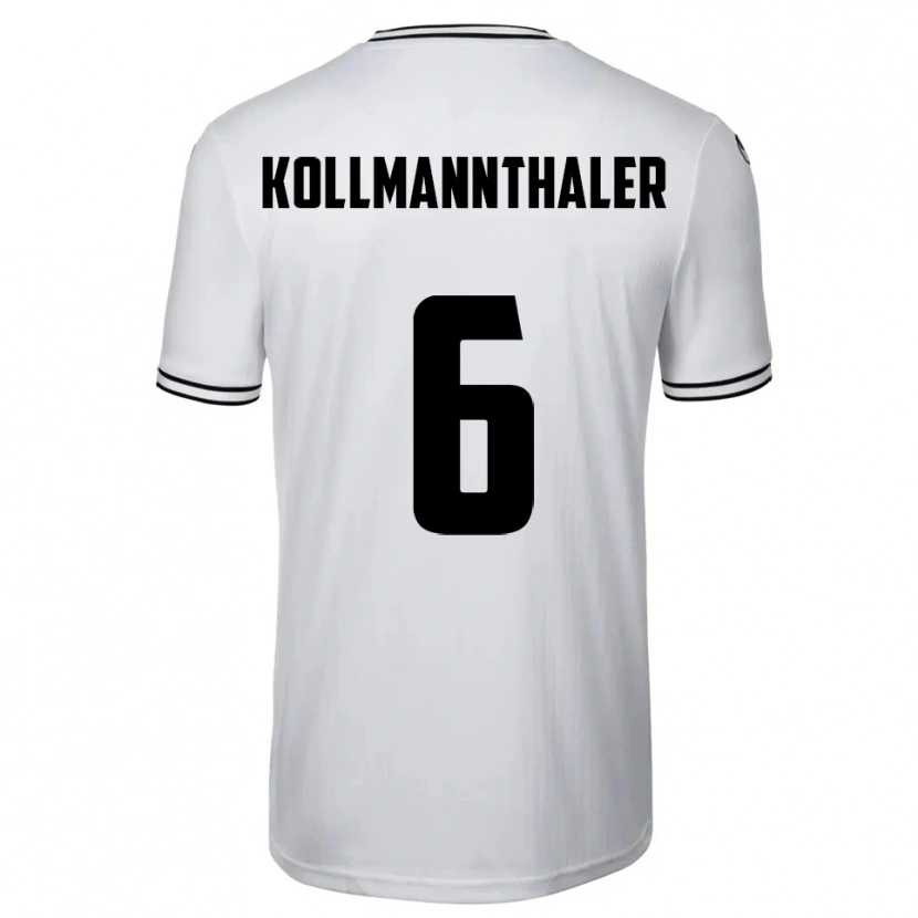 Danxen Homem Camisola Elischa Kollmannthaler #6 Branco Preto Principal 2025/26 Camisa