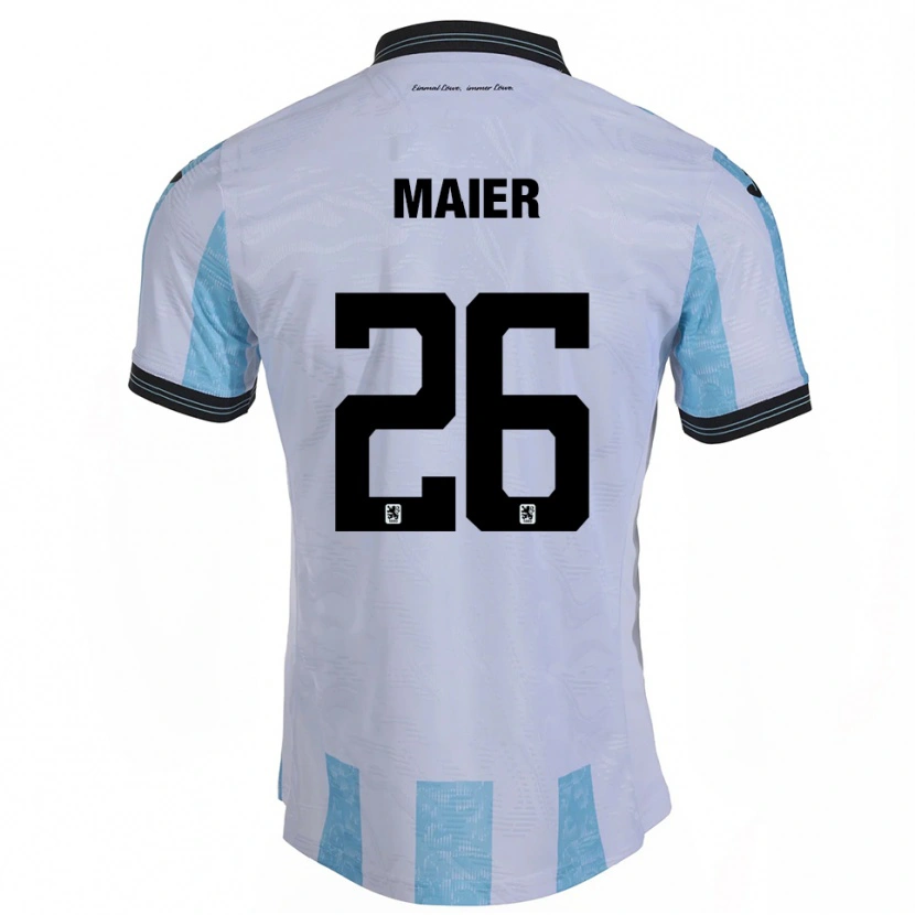 Danxen Homem Camisola Philipp Maier #26 Branco Azul Celeste Principal 2025/26 Camisa