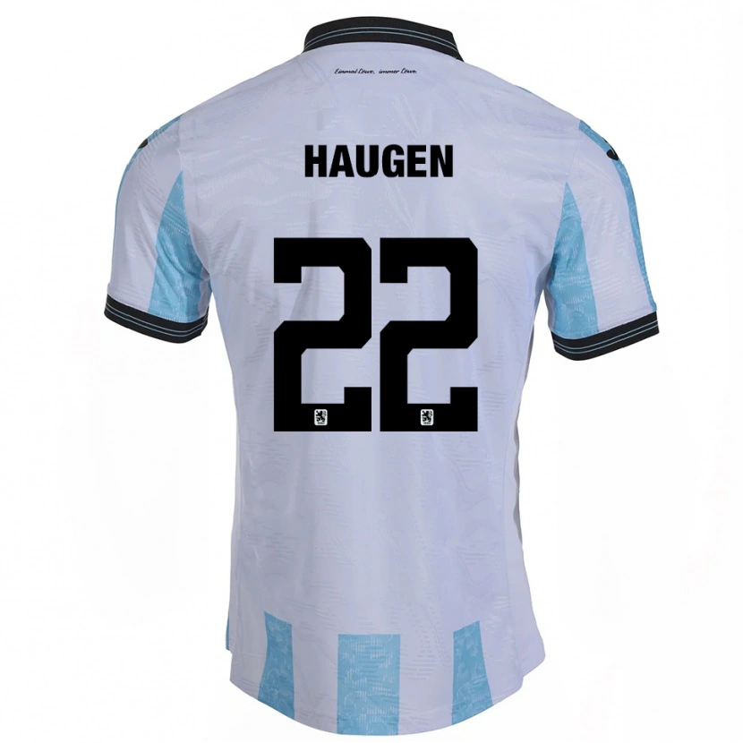Danxen Homem Camisola Sigurd Haugen #22 Branco Azul Celeste Principal 2025/26 Camisa