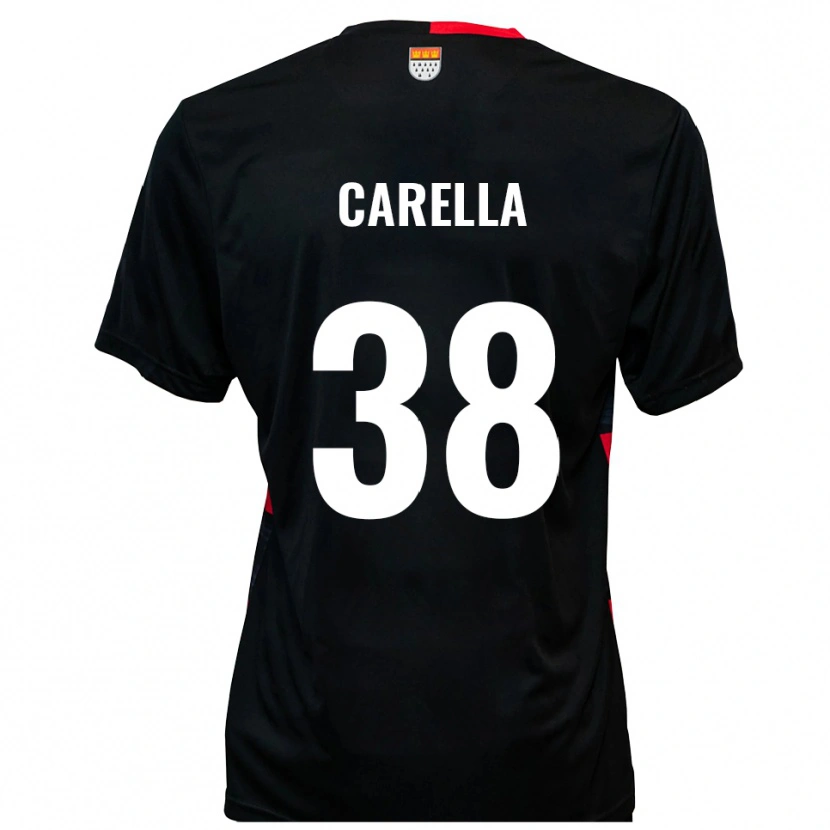 Danxen Homem Camisola Samuele Carella #38 Preto Vermelho Principal 2025/26 Camisa