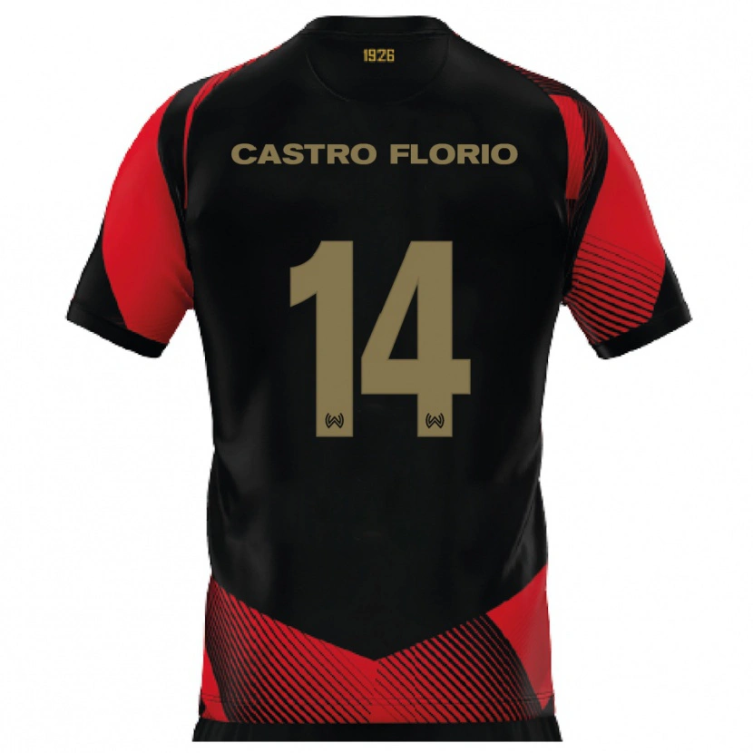 Danxen Homem Camisola Giancarlo Castro Florio #14 Preto Vermelho Principal 2025/26 Camisa