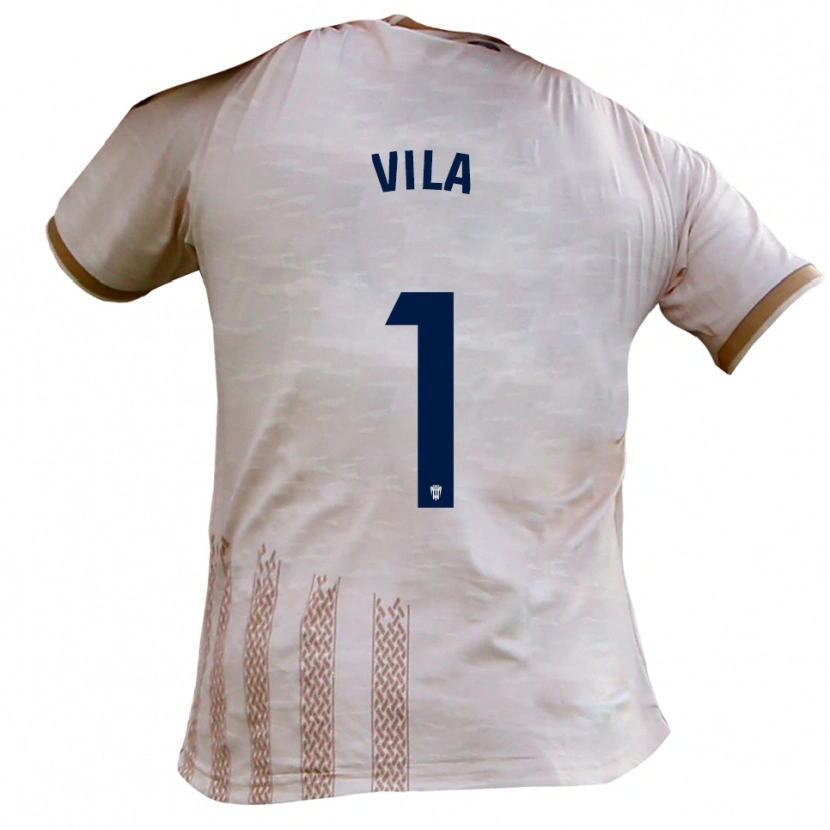 Danxen Homem Camisola Ramón Vila #1 Branco Sujo Castanho Alternativa 2025/26 Camisa