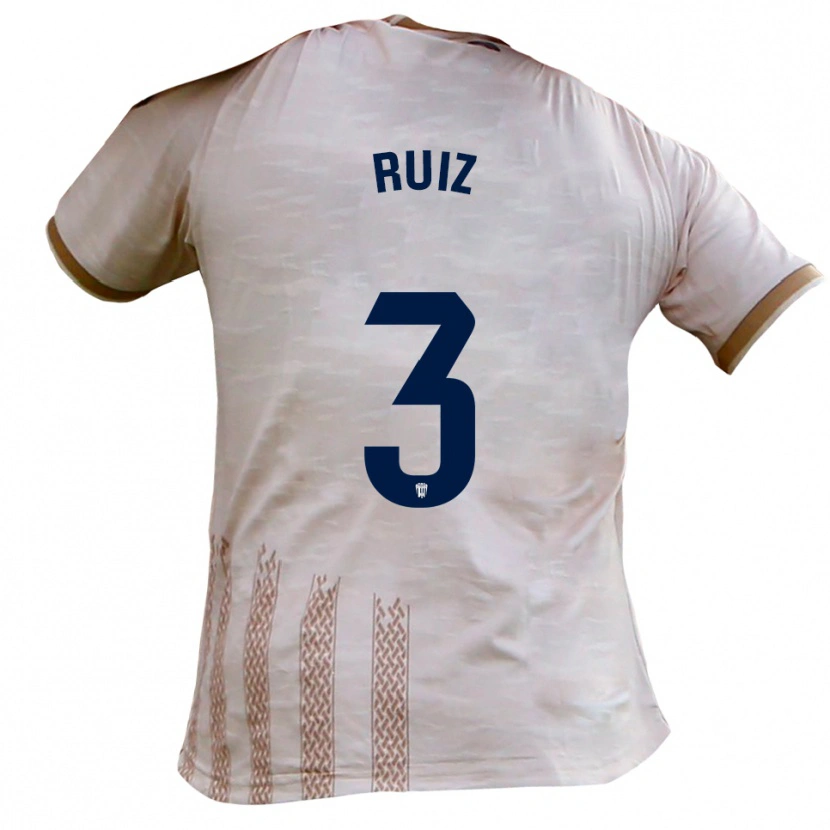 Danxen Homem Camisola David Ruiz #3 Branco Sujo Castanho Alternativa 2025/26 Camisa