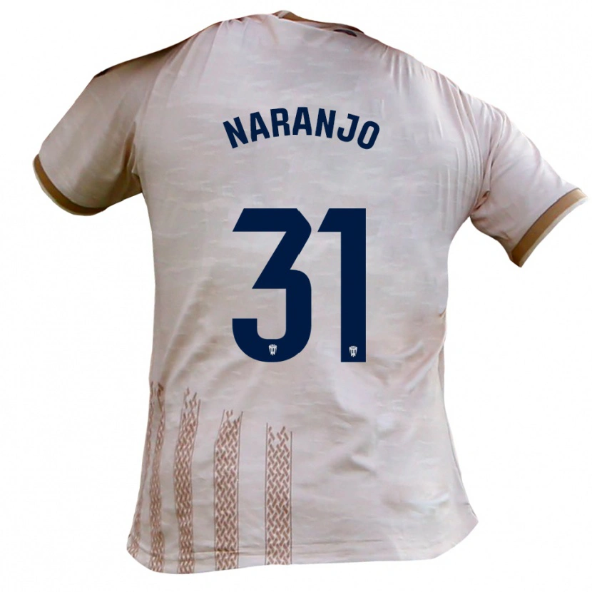 Danxen Homem Camisola David Naranjo #31 Branco Sujo Castanho Alternativa 2025/26 Camisa