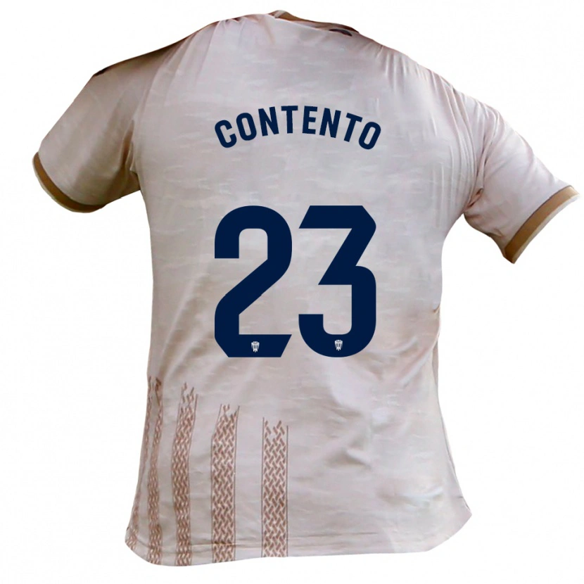 Danxen Homem Camisola Mateo Contento #23 Branco Sujo Castanho Alternativa 2025/26 Camisa