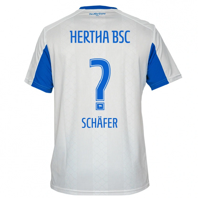 Danxen Homem Camisola Daniel Schäfer #0 Branco Azul Alternativa 2025/26 Camisa