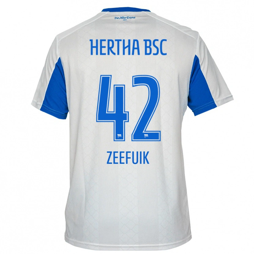 Danxen Homem Camisola Deyovaisio Zeefuik #42 Branco Azul Alternativa 2025/26 Camisa