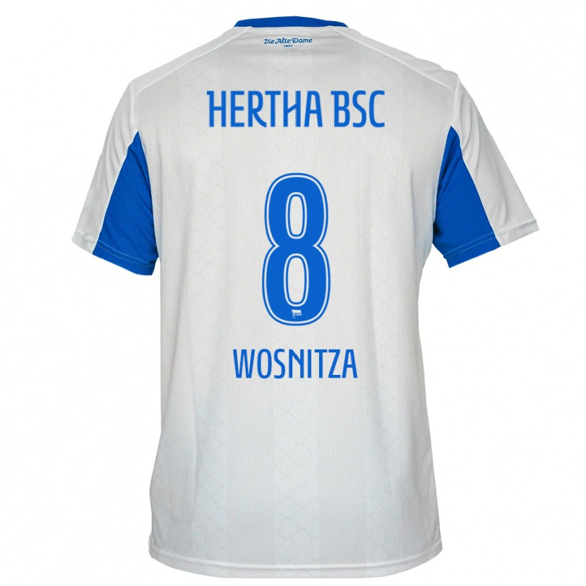 Danxen Homem Camisola Noah Wosnitza #8 Branco Azul Alternativa 2025/26 Camisa