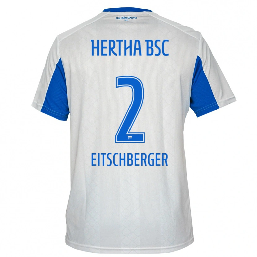 Danxen Homem Camisola Julian Eitschberger #2 Branco Azul Alternativa 2025/26 Camisa