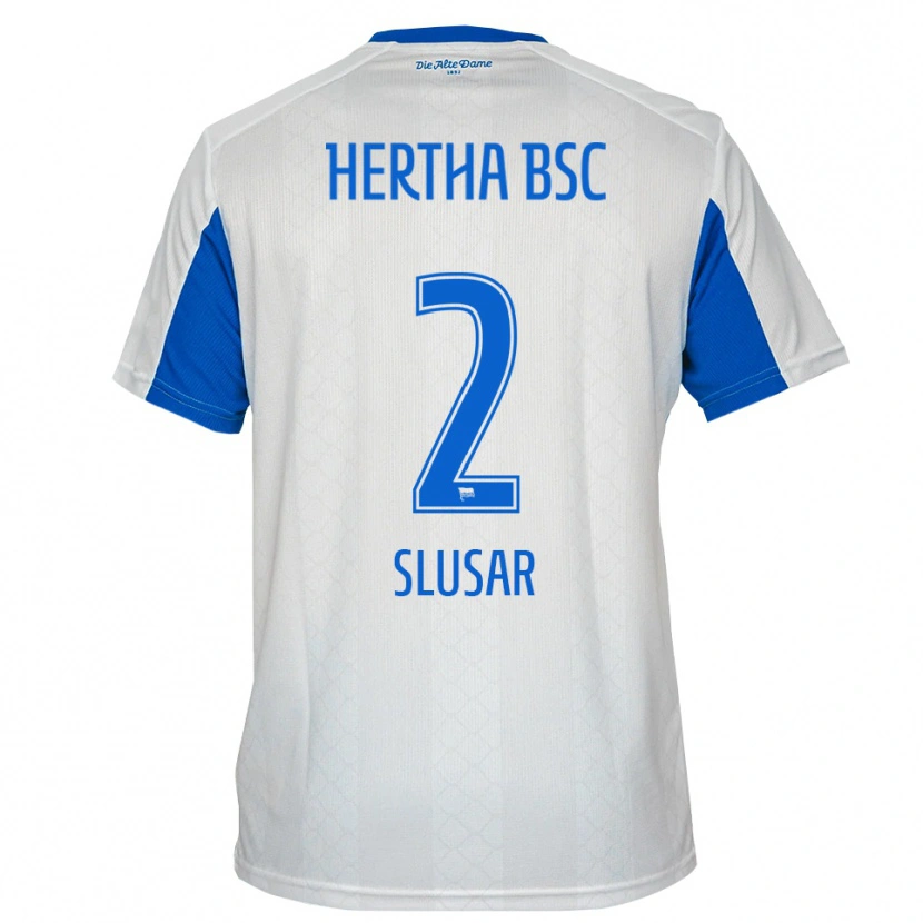 Danxen Homem Camisola Marcel Slusar #2 Branco Azul Alternativa 2025/26 Camisa