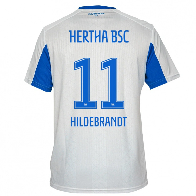 Danxen Homem Camisola Niklas Hildebrandt #11 Branco Azul Alternativa 2025/26 Camisa