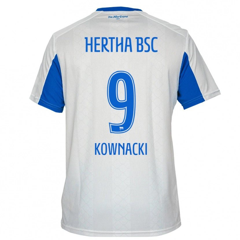 Danxen Homem Camisola Dawid Kownacki #9 Branco Azul Alternativa 2025/26 Camisa