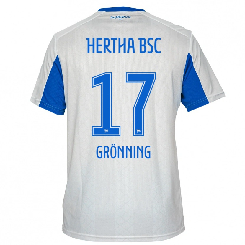 Danxen Homem Camisola Sebastian Grönning #17 Branco Azul Alternativa 2025/26 Camisa
