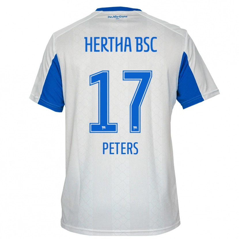 Danxen Homem Camisola Laura Peters #17 Branco Azul Alternativa 2025/26 Camisa