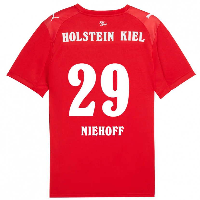 Danxen Homem Camisola Niklas Niehoff #29 Vermelho Azul Alternativa 2025/26 Camisa