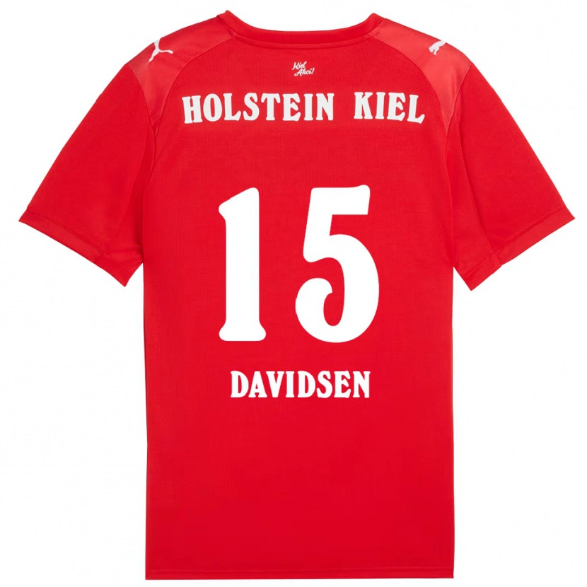 Danxen Homem Camisola Kasper Davidsen #15 Vermelho Azul Alternativa 2025/26 Camisa