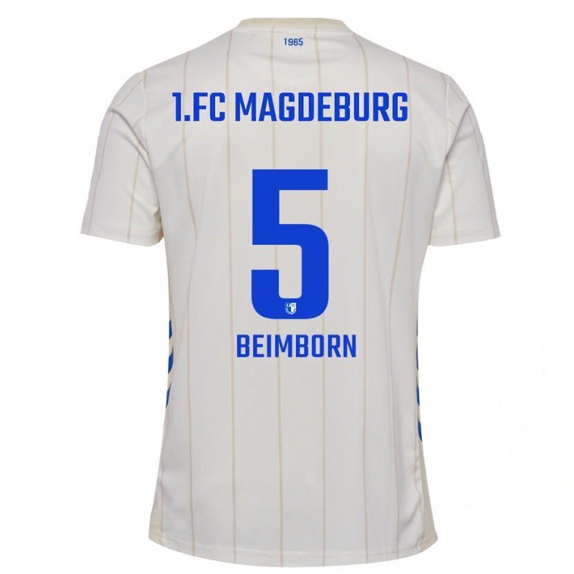 Danxen Homem Camisola Leander Beimborn #5 Branco Azul Alternativa 2025/26 Camisa