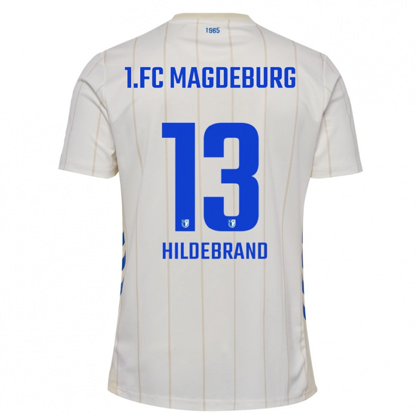 Danxen Homem Camisola Caroline Hildebrand #13 Branco Azul Alternativa 2025/26 Camisa