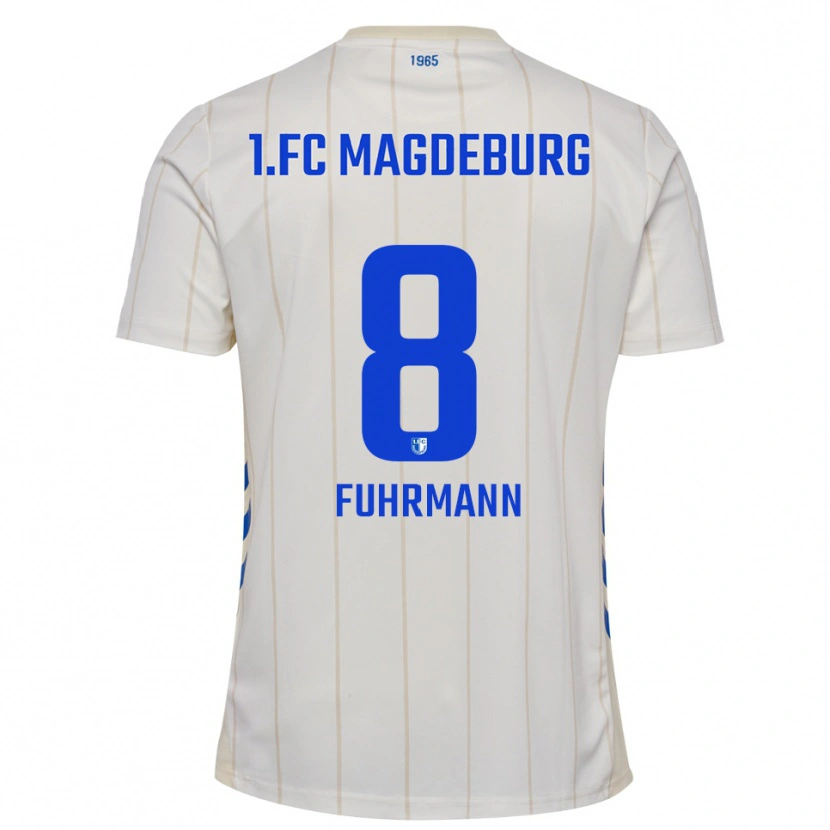 Danxen Homem Camisola Felix Fuhrmann #8 Branco Azul Alternativa 2025/26 Camisa