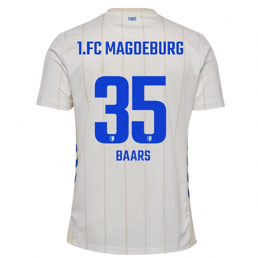 Danxen Homem Camisola Magnus Baars #35 Branco Azul Alternativa 2025/26 Camisa