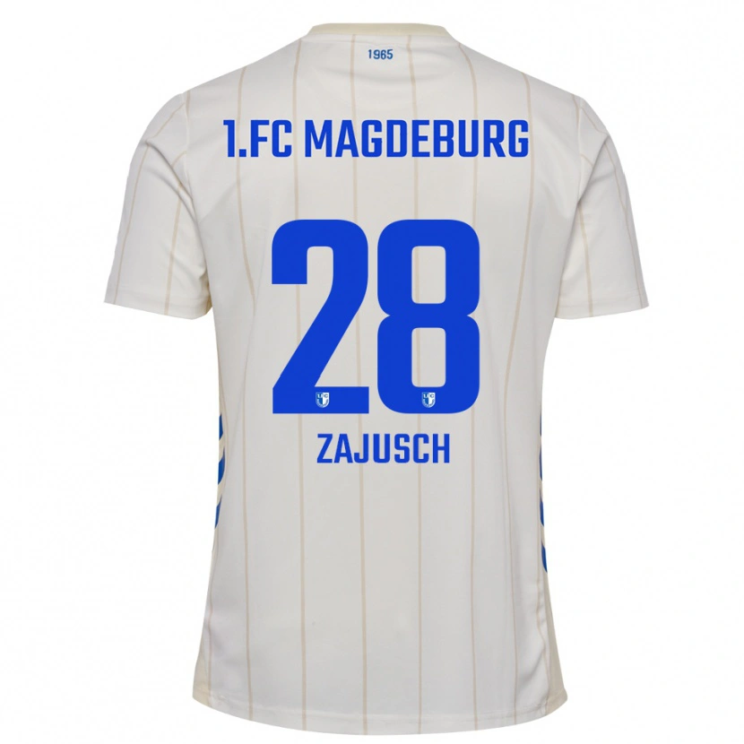 Danxen Homem Camisola Marcel Zajusch #28 Branco Azul Alternativa 2025/26 Camisa