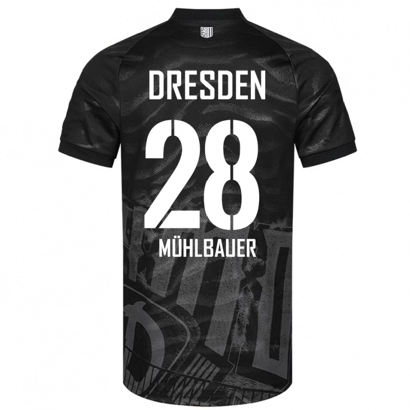Danxen Homem Camisola Aron Mühlbauer #28 Preto Cinzento Alternativa 2025/26 Camisa