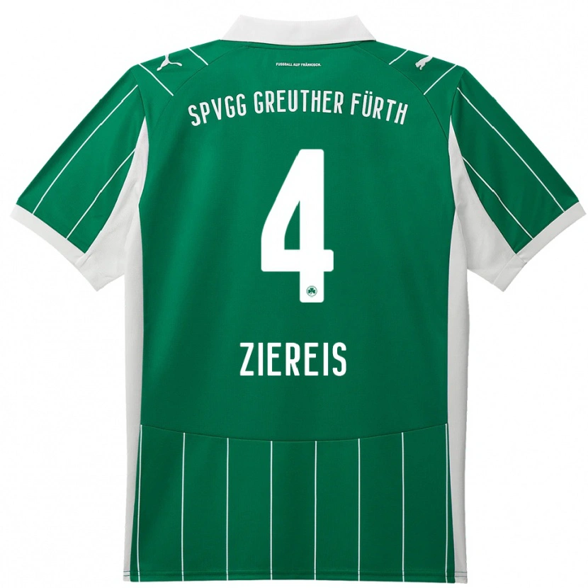 Danxen Homem Camisola Philipp Ziereis #4 Verde Branco Alternativa 2025/26 Camisa