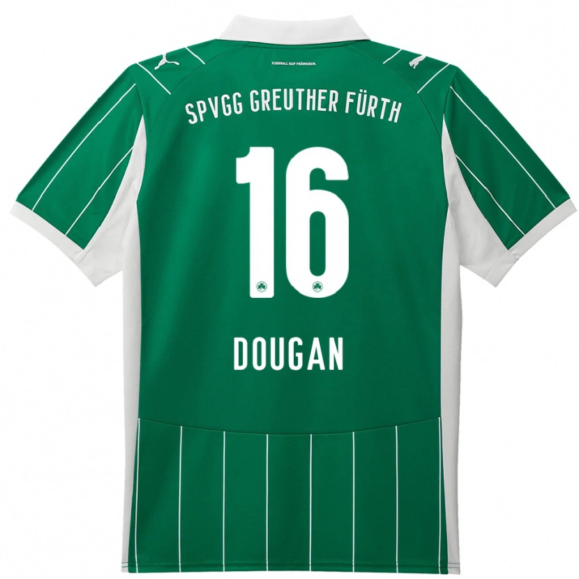 Danxen Homem Camisola Kaelen Dougan #16 Verde Branco Alternativa 2025/26 Camisa