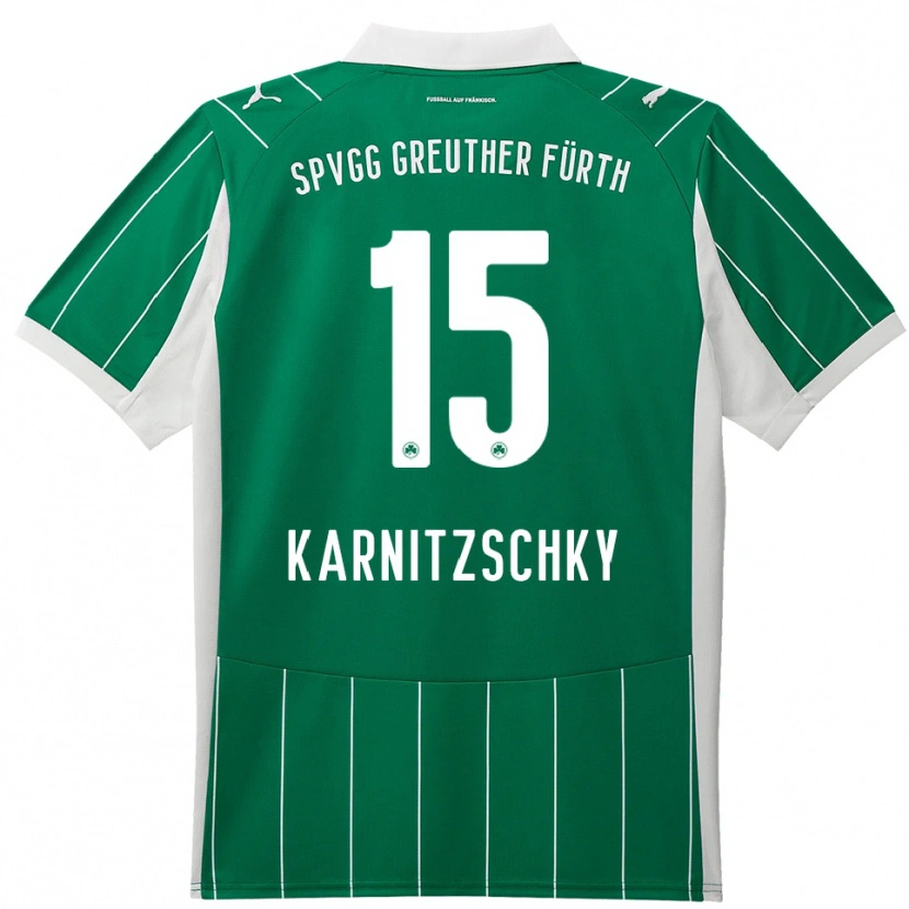 Danxen Homem Camisola Nick Karnitzschky #15 Verde Branco Alternativa 2025/26 Camisa