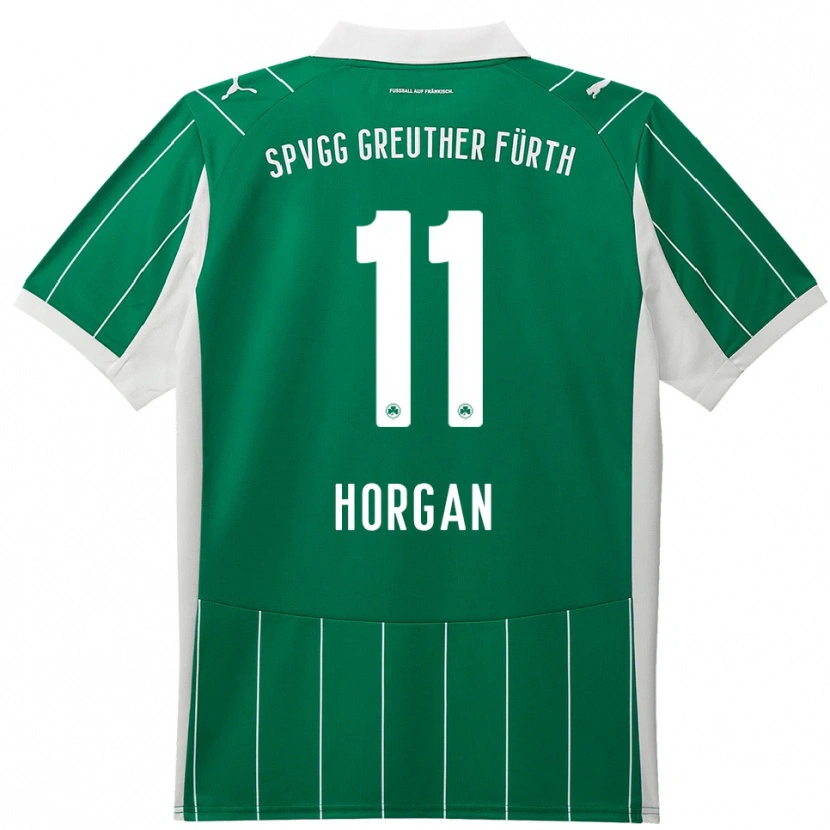 Danxen Homem Camisola Finn Horgan #11 Verde Branco Alternativa 2025/26 Camisa