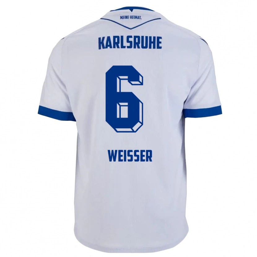 Danxen Homem Camisola Jakob Weißer #6 Branco Azul Alternativa 2025/26 Camisa